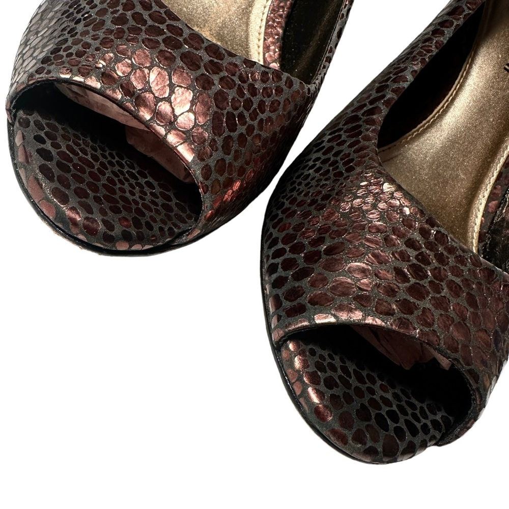 3/$10 Antonio Melani Heels 7 Copper Print Leather - Picture 5 of 11